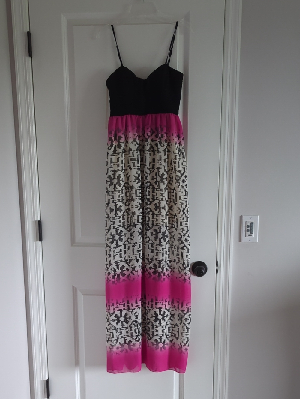 3 For $30. Black & Hot Pink Patterned Maxi Dress